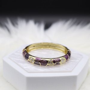 Purple Enamel Bangle Hinged Bracelet