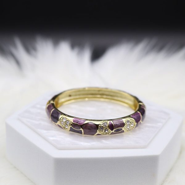 Purple Enamel Bangle Hinged Bracelet